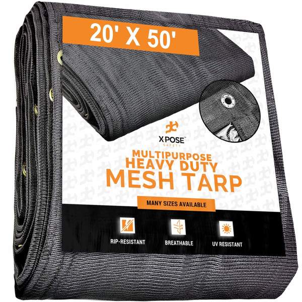 Xpose Safety 20 ft x 50 ft Heavy Duty Tarp, Black BMT-2050-X